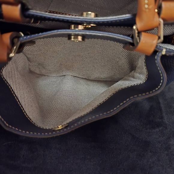 New without tags large Dooney and Bourke Dark Blue with brown trim bag. - Picture 7 of 9